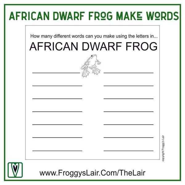 Froggy Printable Make Words Game